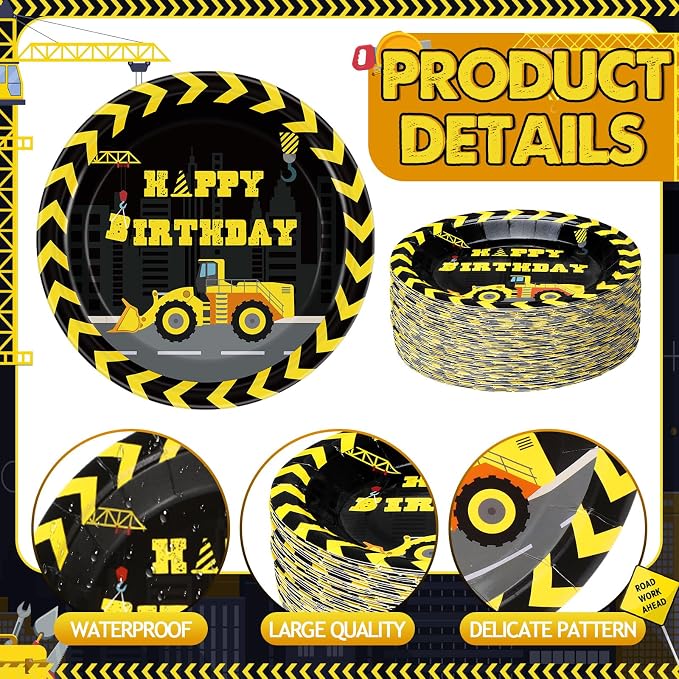 Funnymoom 60 Pcs Construction Birthday Party Decor 7 Inch Construction Cake - Image 3