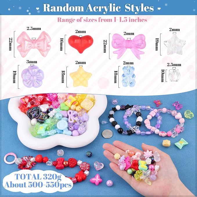 500-550PCS TINKRSTUFF Assorted 8 Colors Mixed Acrylic Beads - Image 2