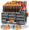 Amartisan 146-piece Magnetic Screwdrivers Set Plastic Racking, DIY Tools Set Tools for Men Gift, Includs Precision screwdriver, Magnetizer, Key Set, Nut Driver and Bit Set