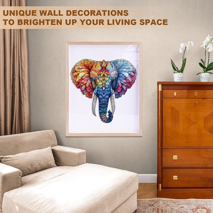 Floral Elephant Puzzles Adults Gifts Wooden 95 Pieces 8.5 * 8.1in - Image 7