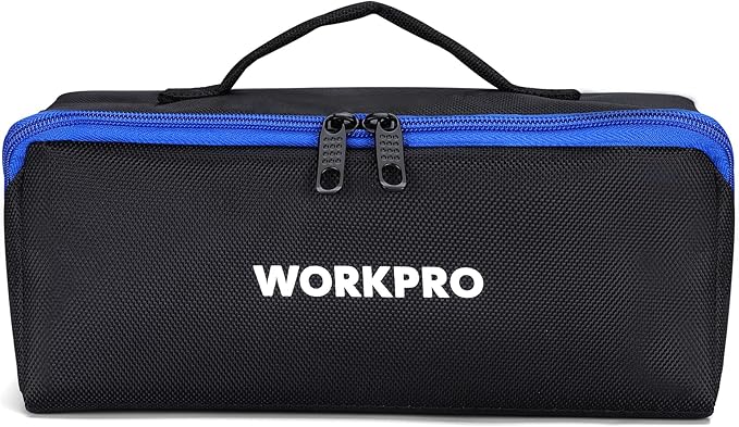 WORKPRO Tool Bag with Zipper, 10" Utility Wide Mouth Heavy Duty Tool Storage Bag, Multipurpose Zipper Tool Pouch Tote Bag for Organizer 3-pack