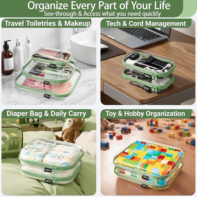 6 Pack Green Clear Hard Shell Beauty Organizer, 1.2mm Heavy Duty Crush-Proof - Image 3