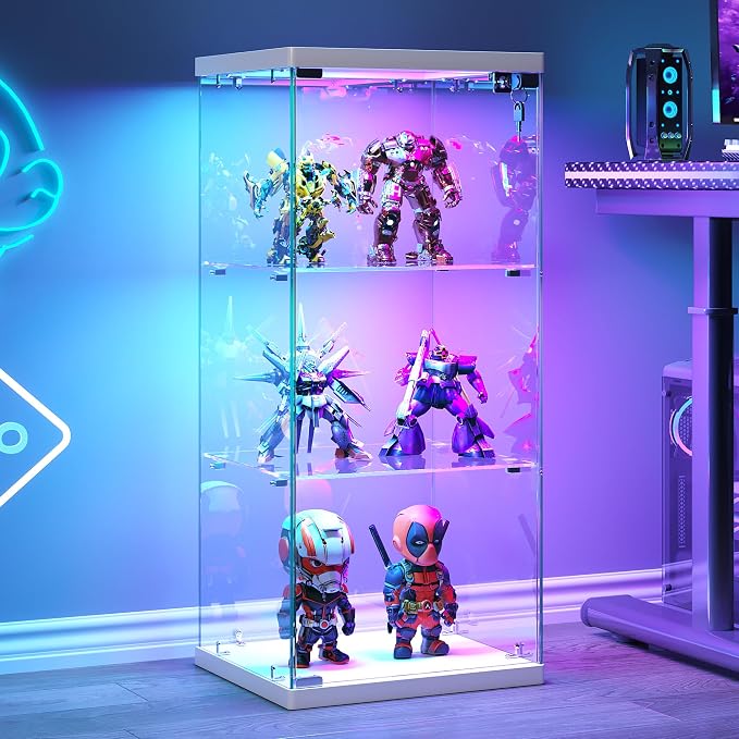 Dystler 3-Tier Glass Display Case, RGB LED Lights by CraftYourIdealHomeLife