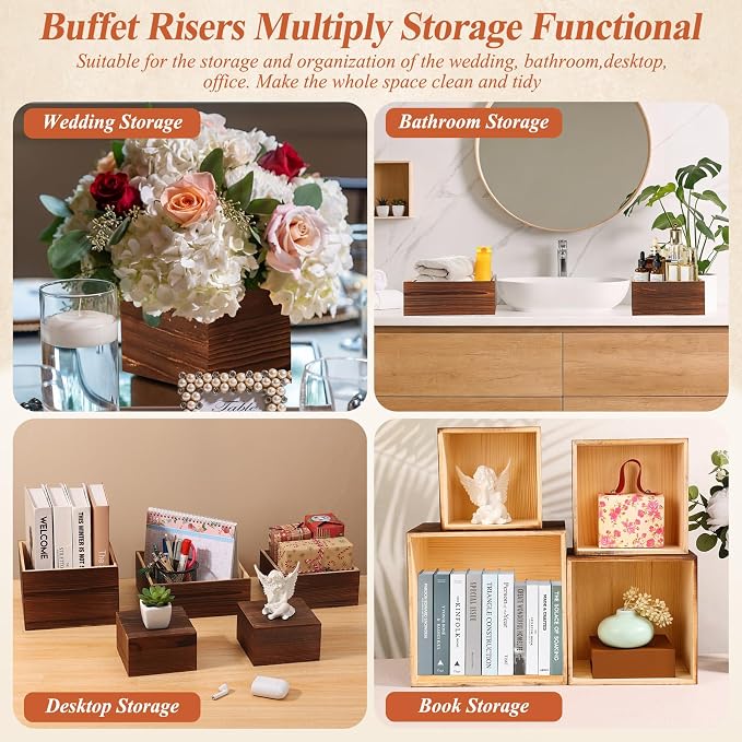 Qinzave 7 Pack Wooden Risers Display Stands - Image 5