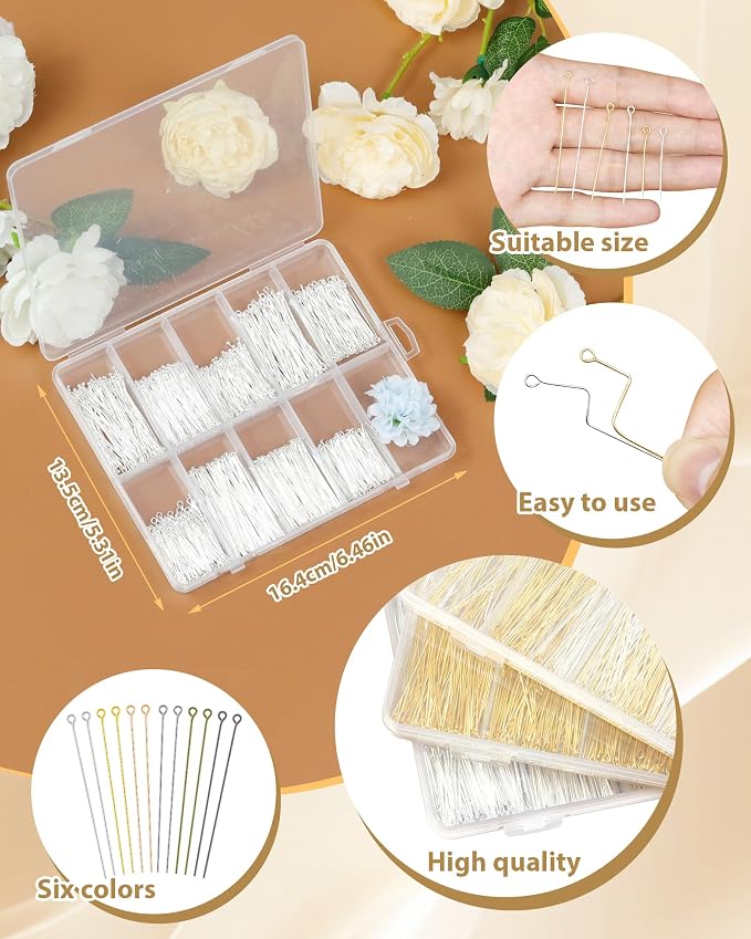 FIVEIZERO 900 PCS Eye Pins and Flat Head Pins - Image 3