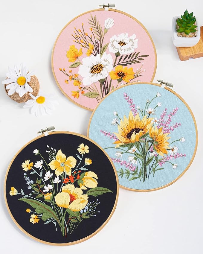 Santune 3 Pack Flower Embroidery Kit - Image 2