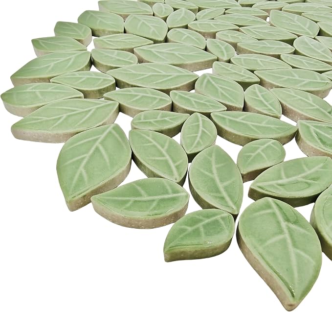 500g/1.1lb Leaf-Shaped Ceramic Mosaic Tiles, Ceramic Mosaic Pieces - Image 6