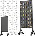 Metal Pegboard Display Stand 2 x 4.9 Feet, Adjustable Height with 40 Peg Board Hooks and Wheels, pegboard display rack, Craft Display Rack, Retail Display Rack, Garage Peg Board, Pegboard