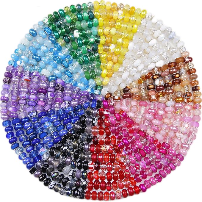 220Pcs Large Hole Beads Spacer Bead Mixed Color Assorted European Craft Big by BRACELETMAKINGKIT