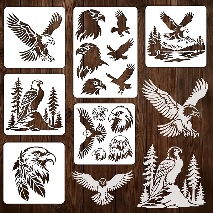 INFUNLY 6Pcs Eagles Painting Stencil by INFUNLY