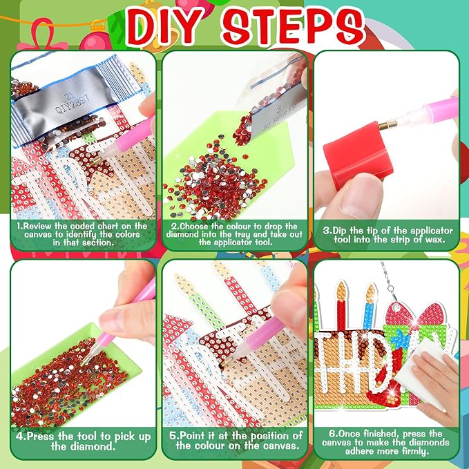 Cinnvoice 12 Pcs Summer Seasonal Diamond Art Hanging Ornament Kit - Image 2