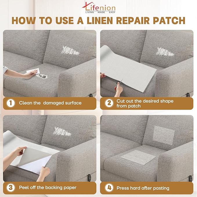 Fabric Repair Patches, 17X158 inch Linen Self-Adhesive Fabric Repair Tape, Strong Sticky Linen Patch for Sofas, Tote Bags, Clothing, Car Seats, Furniture（Dark Blue, 17X158 inch）