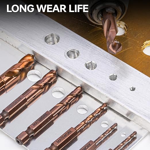 M35 Cobalt Stubby Drill Bits, 6PCS Short Drill Bits for Metal, 1/4" Hex Shank with Storage Case, Sizes 3/32"-1/8"-3/16"-1/4"-5/16"-3/8" Cobalt Drill Bit Set for Hardened Steel Carbide Wood Plastic
