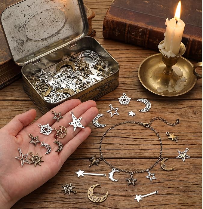 Hicarer 80 Pieces Antique Silver Pendants Charms Pendants Gothic Jewelry Making - Image 3