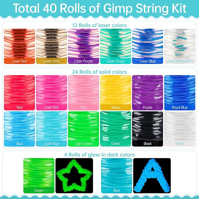 Lanyard String 40 Rolls Gimp String, Plastic Strings Lacing Cord, Boondoggle - Image 3