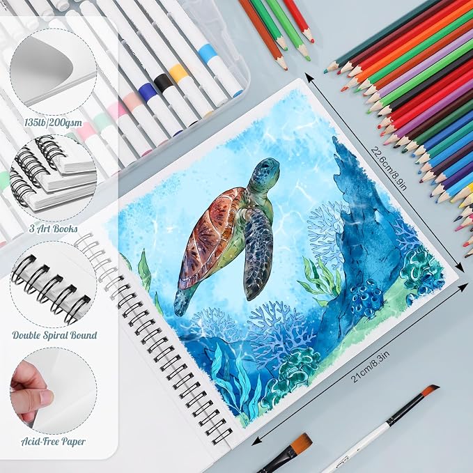 3 Pack Marker Paper Pad, 8.3×8.9in Double Sided Bleedproof Sketch Pad, - Image 3