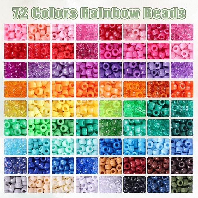 QUEFE 72 Colors Pony Beads for Bracelets Making Kit, 9mm Pony Beads and Letter - Image 3