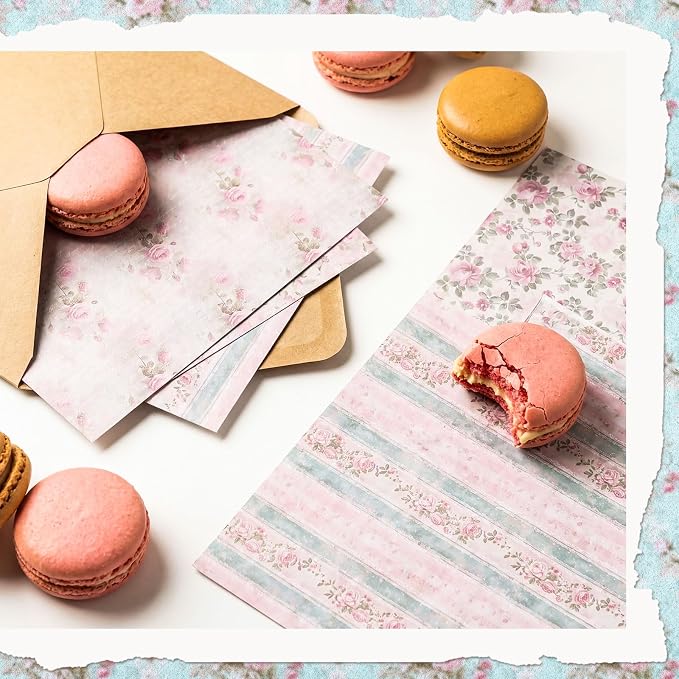 24 Sheets Scrapbook Paper Pink Vintage Floral Scrapbook Supplies | 11.4×11.4 - Image 4