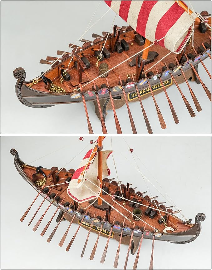 SAILINGSTORY Wooden Viking Ship Model Drakkar Oseberg Longship Model | - Image 3