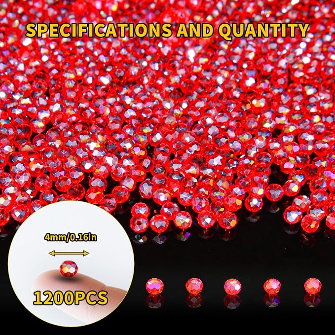 1200Pcs 4mm Crystal Glass Beads - Image 2
