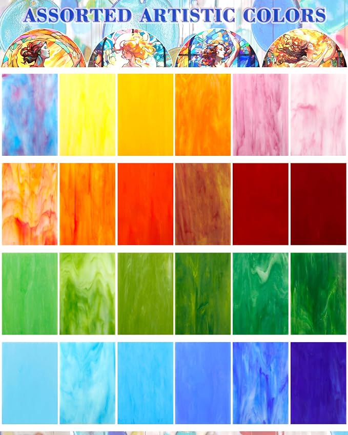 FIVEIZERO 24 Sheets Stained Glass 4x6 Inch – Rainbow Stained Glass Sheets - Image 3