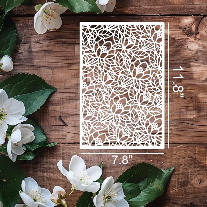 Stencils for Crafts Reusable Texture Stencils Floral Stencil Leaf Tree - Image 2