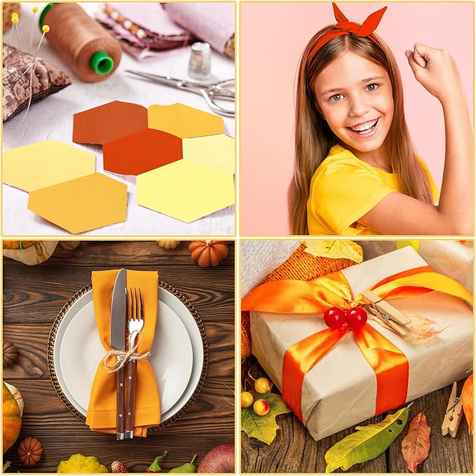 Hosuly 40 Pcs Gradient Orange Fabric Fall Jelly Quilting Strips Yellow Orange - Image 6