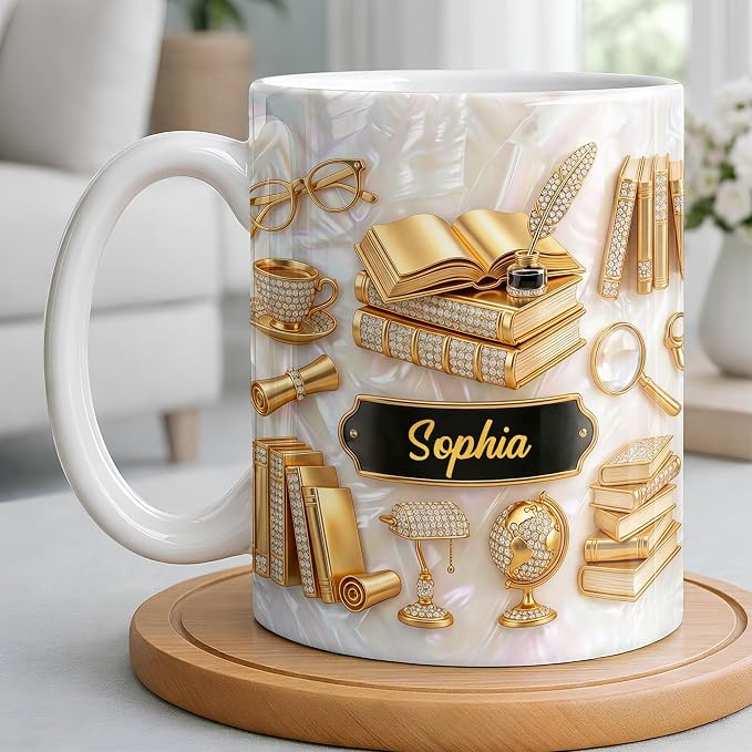 Personalized Book Lover Mug for Women, Custom Bookish Coffee Mug for Readers - Image 3