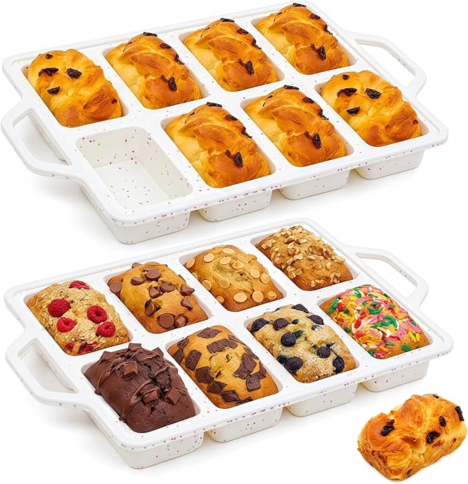 Vinino 2 Pack Mini Silicone Loaf Pans, 8-Cavity Metal Reinforced Frame Pans | - Image 10