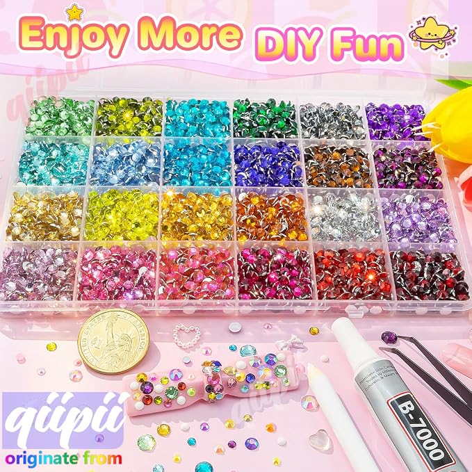qiipii 24 Color 5mm Crystal Resin Rhinestones - Image 4