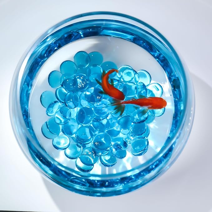 CYS EXCEL Light Blue Glass Gemstone Beads Vase Fillers Flat Marble Beads - Image 5