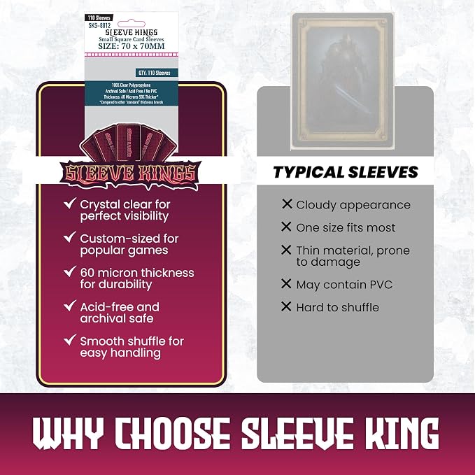 Sleeve Kings Standard Card Sleeves – 110 Count, Medium Square Size, Compatible - Image 6