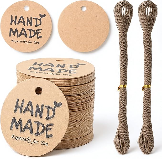 200PCS Handmade Tags with String Brown Gift Tags 1.2” Custom Tag by Unknown
