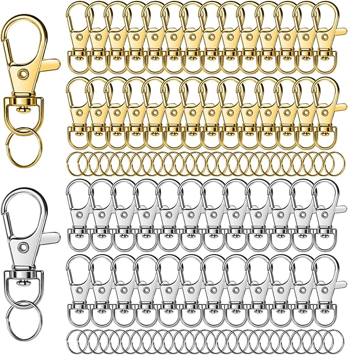 LEOBRO 100PCS Lobster Claw Clasps and Key Rings, Keychain Making kit, Keychains by LEOBRO