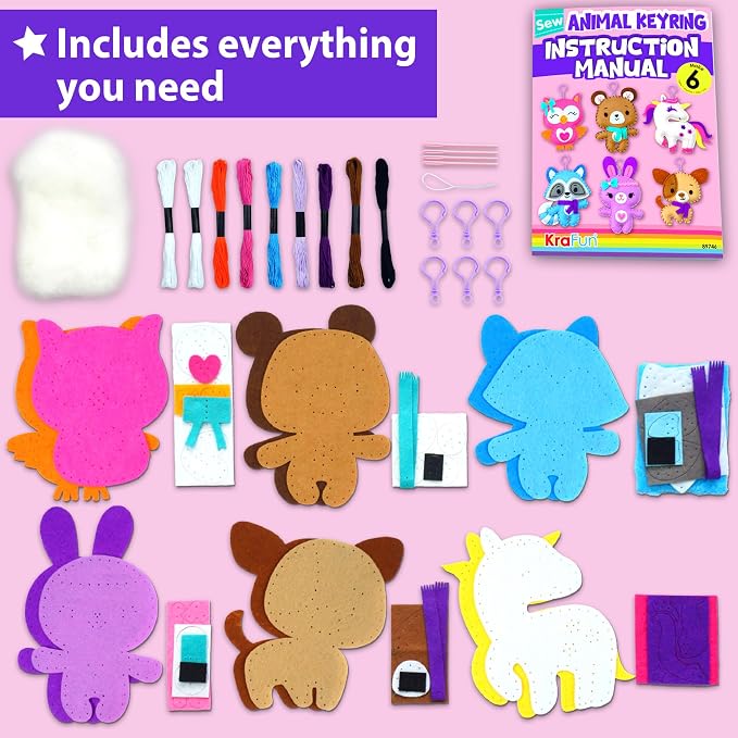 KRAFUN Unicorn Animal Sewing Keyring Kit - Image 2