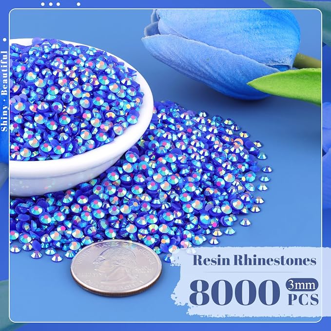 8000PCS 3mm Resin Jelly Rhinestones in Bulk, Bedazzling Flatback Crystals - Image 2