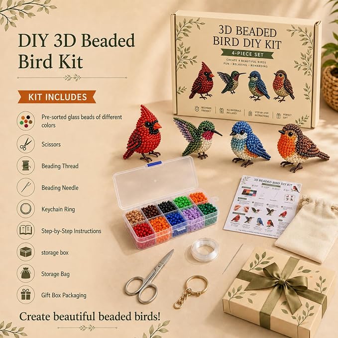 YADUO Tiny 3D Beaded Animal DIY Kit, Easy DIY Beading Embroidery Kit - Image 7