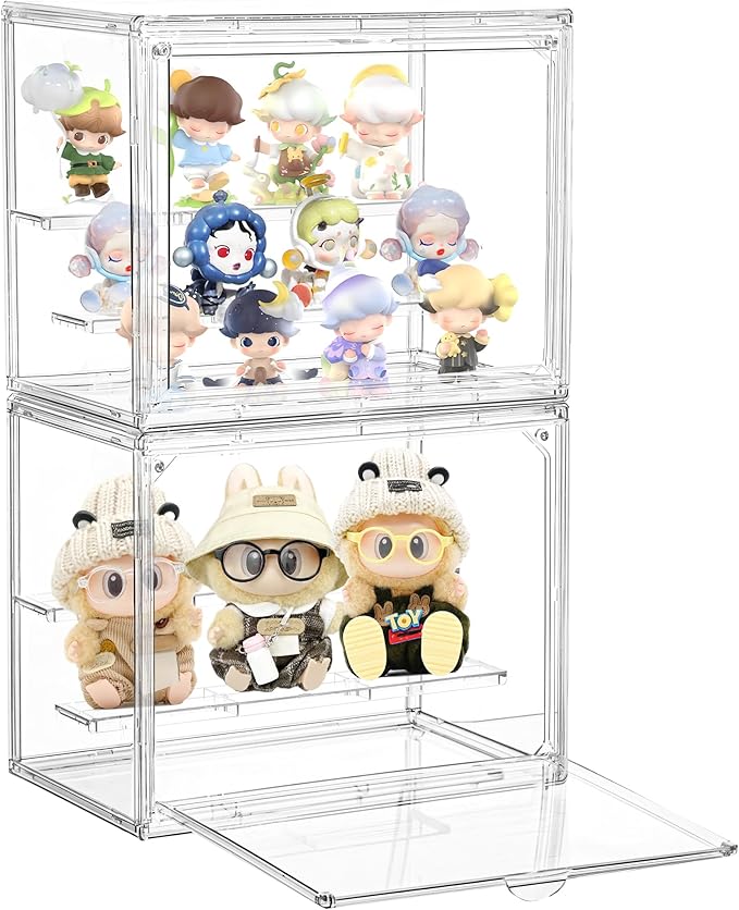 Acrylic Display Case for Collectibles 3 Tier, Small Clear Display Box 2pack | 2 by Attelite