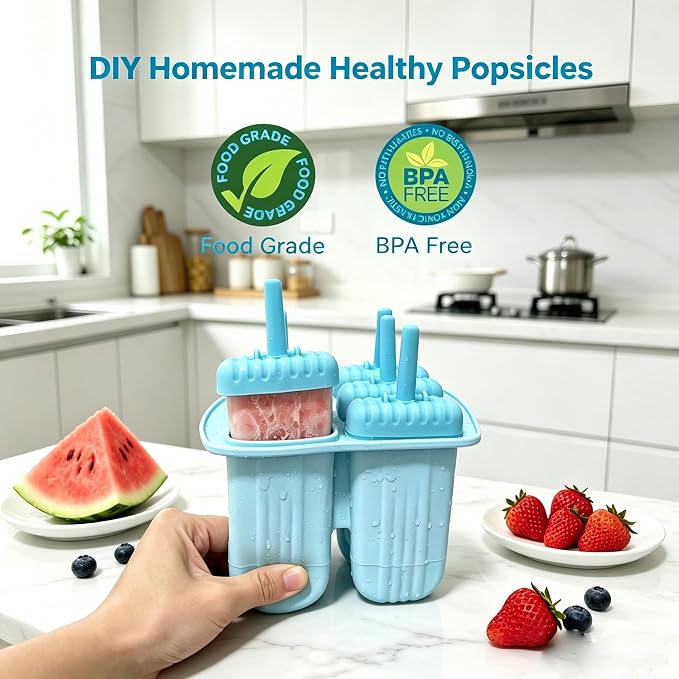 Popsicle Molds 6 Cavity Silicone Ice Pop Molds - Image 6
