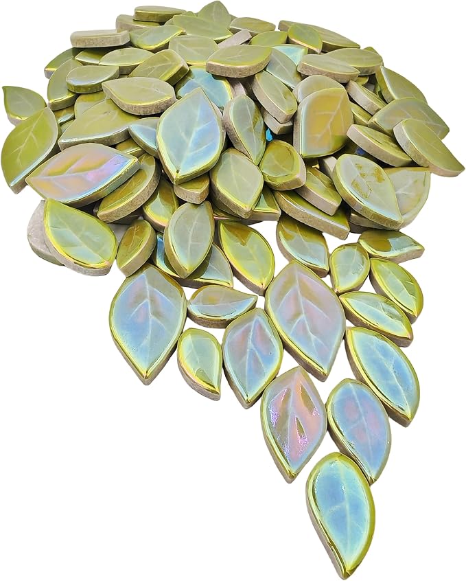 500g/1.1lb Leaf-Shaped Ceramic Mosaic Tiles, Ceramic Mosaic Pieces - Image 3