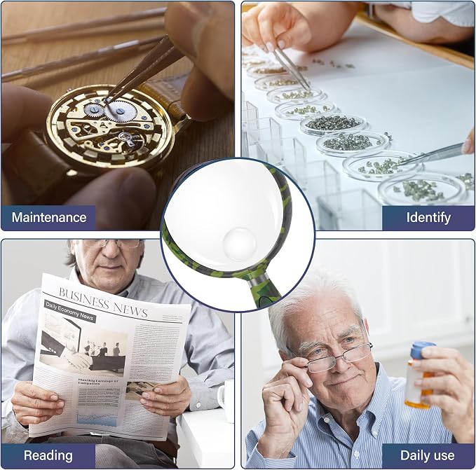 Feosky Handheld Reading Magnifier, 10X Magnifier, 75mm Shatterproof Lens - Image 4
