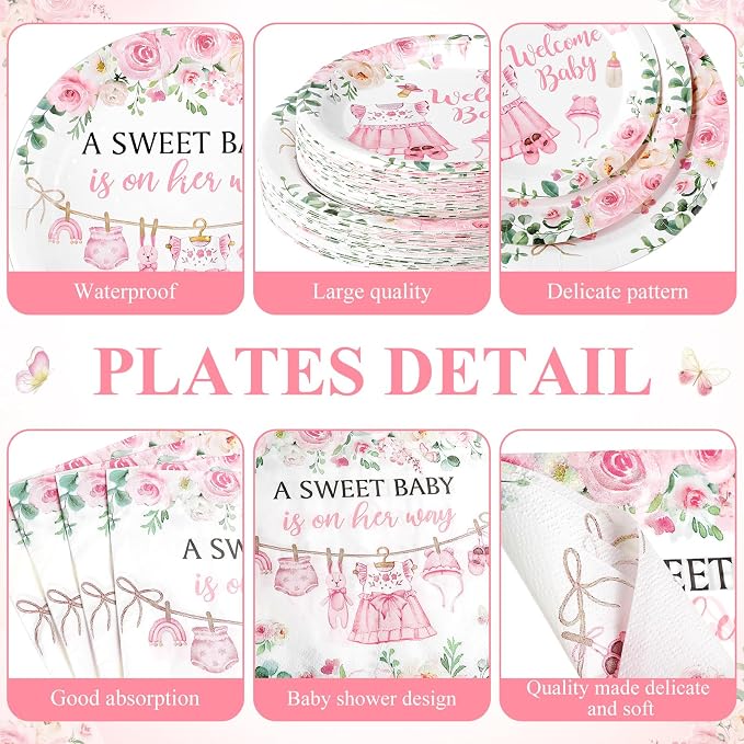 Pickmesh 400 Pcs Floral Baby Shower Party Decoration Include A Sweet Baby ls on - Image 2