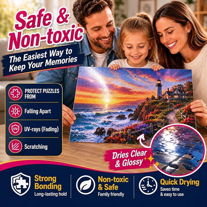 Jigsaw Puzzle Glue Clear, with Two Applicators, Easily Preserves Finished - Image 4