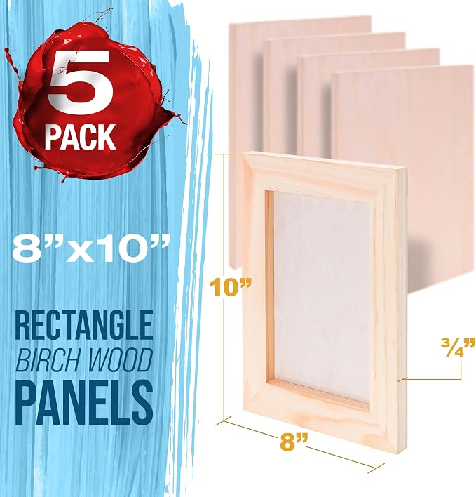 U.S. Art Supply 08" x 10" Unfinished Cradled Wood Panels - Image 2