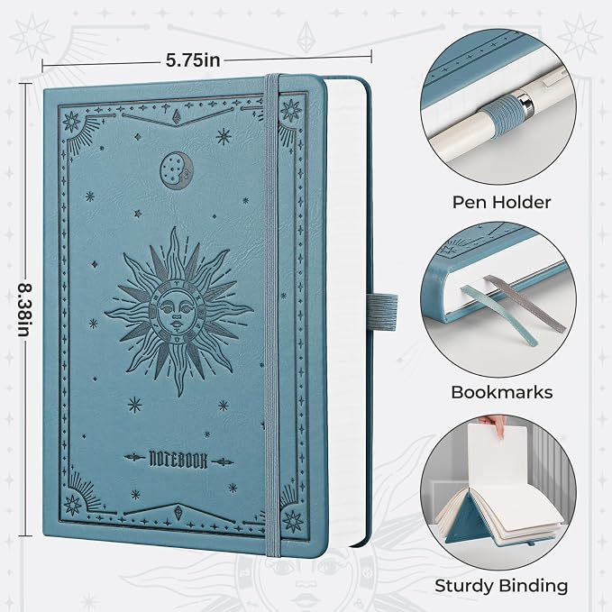 EMSHOI Lined Journal Notebook, 320 Numbered Pages, A5 Size | Leather Hardcover - Image 5