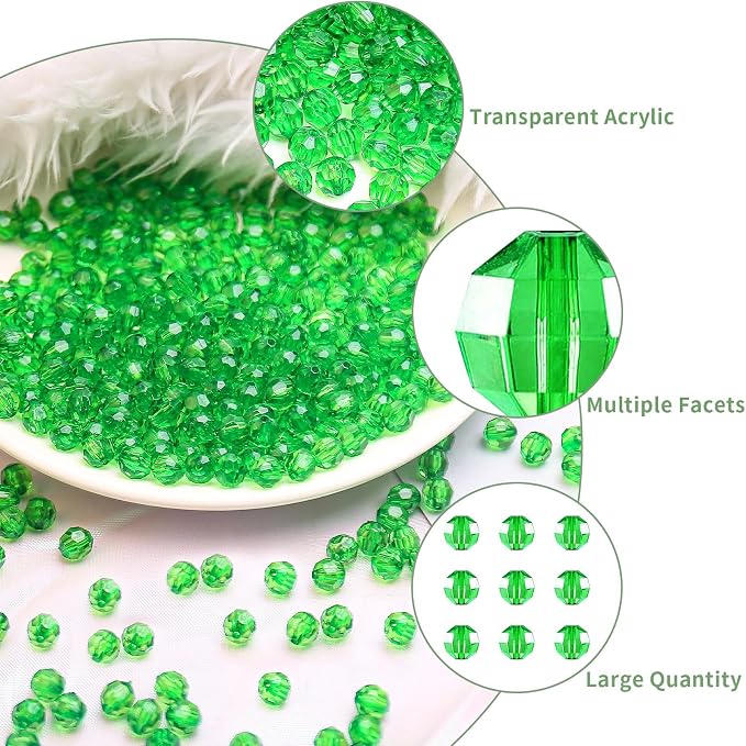 BONNY BOXX 1000pcs 6mm Acrylic Faceted Round Crystal Beads Transparent Deep - Image 2