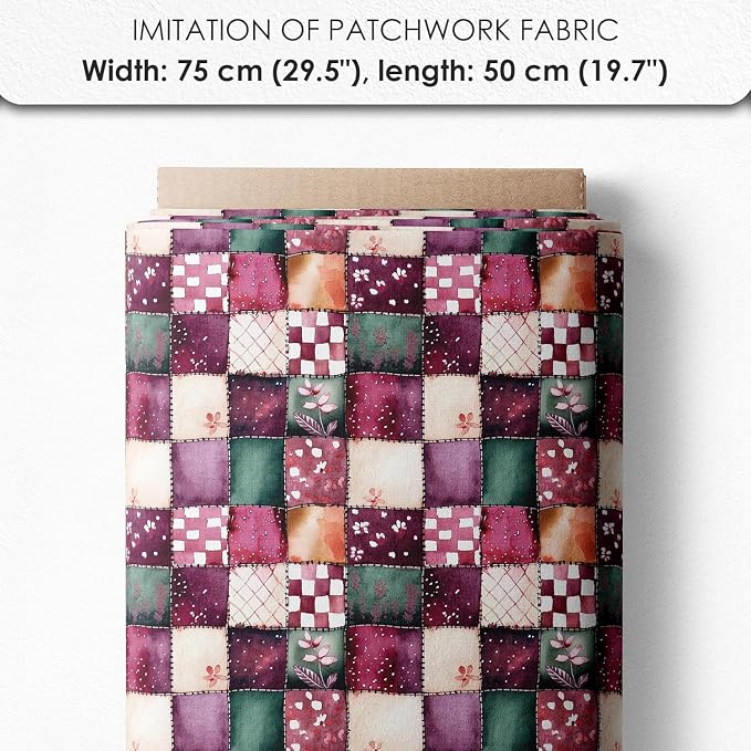 Cotton Satin Fabric Panel with Floral Patchwork Designs – 6 Printed Panels - Image 6