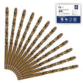 12pcs 1/4" Cobalt Drill Bit Set, M35 HSS, 135 Degree Tip, M35 Jobber Drill Bits for Metal, Stainless Steel, Cast Iron, Wood, Plastic, Fully Ground from Pro Edge Technology