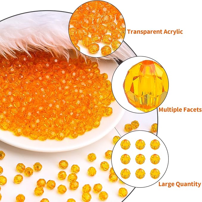 BONNY BOXX 1000pcs 6mm Acrylic Faceted Round Crystal Beads Transparent - Image 2