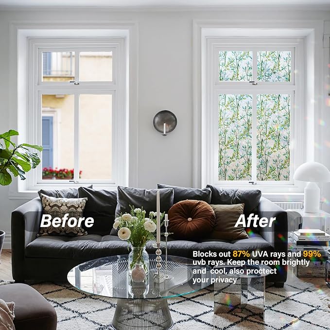 Ranzdn Window Privacy Film, Stained Glass, Static Cling, 45.2" x 157.4" | No - Image 3